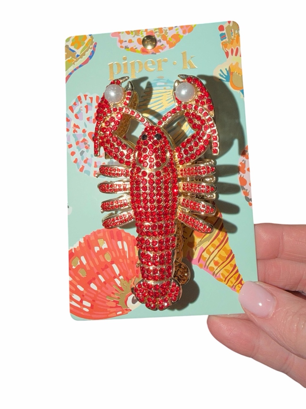 piper•k Red Crystal Lobster Hair Clip - Decorative Women’s Hair Accessory